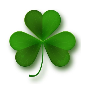 Saint Patricks Day Shamrock Leaf Symbol Isolated On White, Vecto